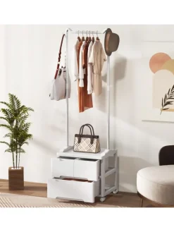 Kleiderständer mit 3 Schubladen in Weiß