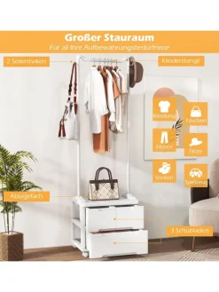 Kleiderständer mit 3 Schubladen in Weiß
