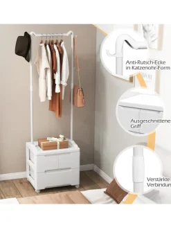 Kleiderständer mit 3 Schubladen in Weiß