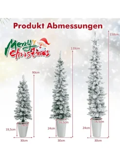 Künstliche Weihnachtsbäume 3 tlg. Set in Weiß