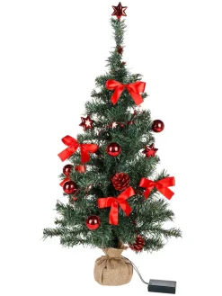 Künstlicher Weihnachtsbaum mit LEDs in Grün - (H)75 cm