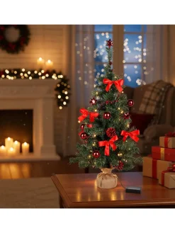 Künstlicher Weihnachtsbaum mit LEDs in Grün - (H)75 cm