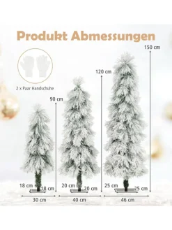 Künstlicher Weihnachtsbaum 3er Set in Weiß