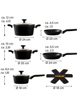 Kochgeschirr-Set 11-teilig 18/20/24 | mit Deckeln in Roségold