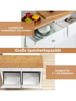 Kommode für 2x40L Mülleimer in Weiß