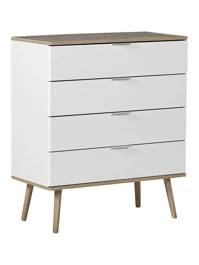 Kommode WALPI in Weiß/Braun - (W) 79 x (H) 93 x (L) 40 cm