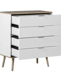 Kommode WALPI in Weiß/Braun - (W) 79 x (H) 93 x (L) 40 cm