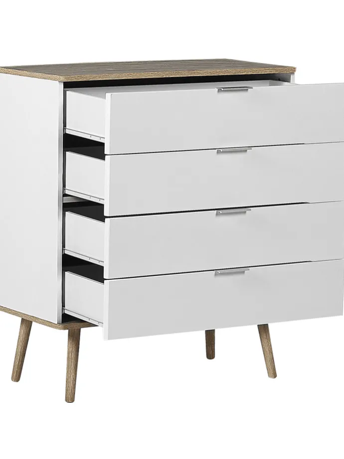 Kommode WALPI in Weiß/Braun - (W) 79 x (H) 93 x (L) 40 cm