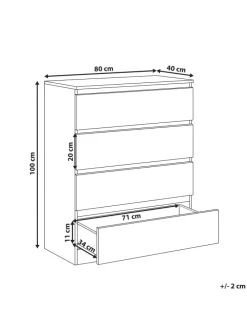Kommode WINNIPEG in Weiß - (W) 80 x (H) 100 x (L) 40 cm