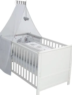 Komplettbettset Jumbotwins inkl. Himmel, Nest & Matratze 70 x 140 cm - Weiß