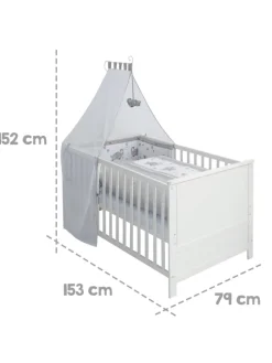 Komplettbettset Jumbotwins inkl. Himmel, Nest & Matratze 70 x 140 cm - Weiß