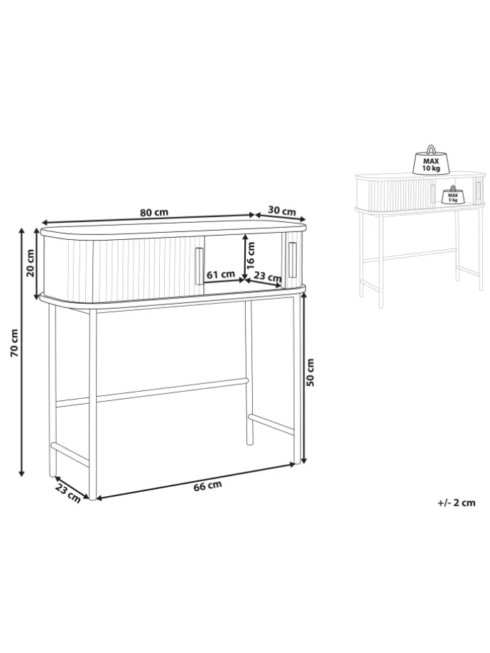 Konsolentisch BRADLEY in Braun/Schwarz - (W) 80 x (H) 70 x (L) 30 cm