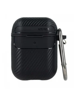 Kopfhörerhülle Carbon Etui kompatibel mit AirPods in Rot