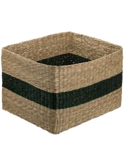 Korb in Beige/ Grün - (B)35 x (H)22 x (T)30 cm