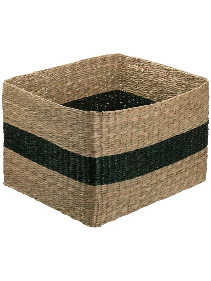 Korb in Beige/ Grün - (B)35 x (H)22 x (T)30 cm