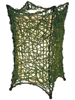 Korbtischleuchte in Grün - (H)30 x Ø 16 cm