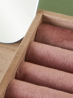 Kosmetikspiegel in Hellbraun/ Rosa - (B)12 x (H)17 cm