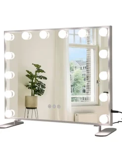 Kosmetikspiegel mit 15 LEDs in Silber