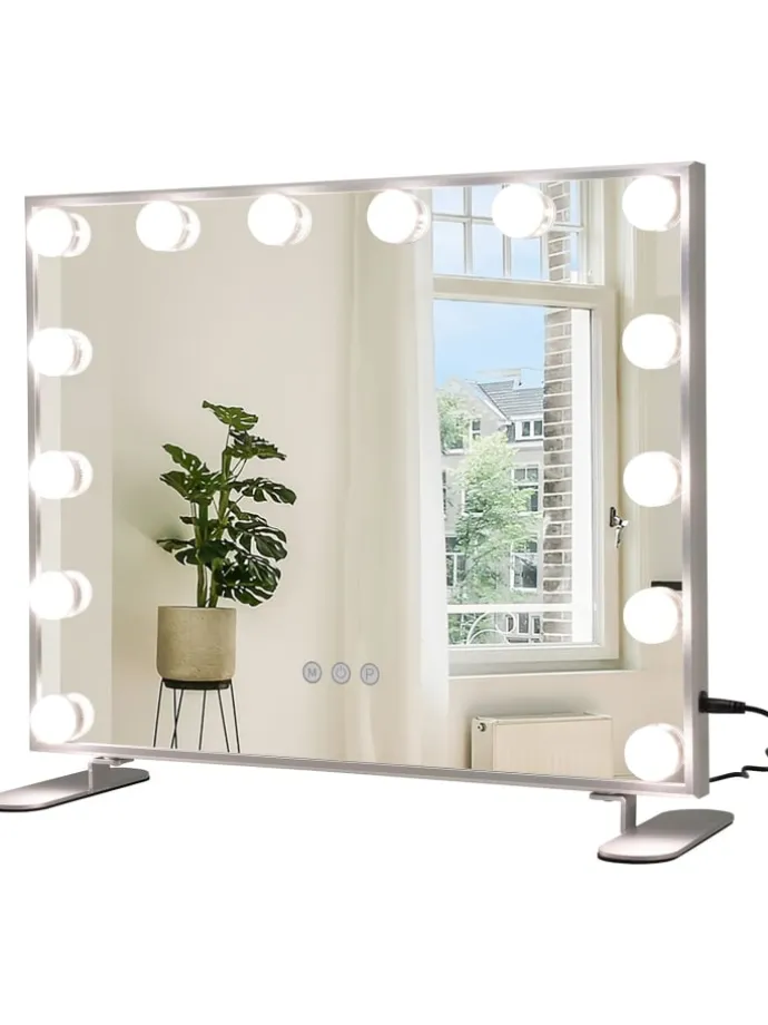 Kosmetikspiegel mit 15 LEDs in Silber