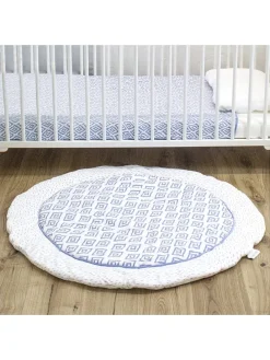 Krabbeldecke "Sheer Boho" in Blau/ Weiß - Ø 100 cm