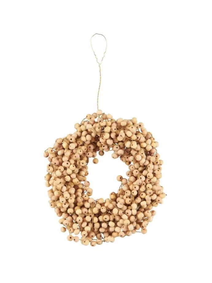 Kranz mit Holzperlen handgefertigt in beige