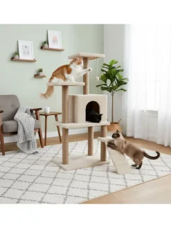 Kratzbaum "Arden" in Beige - (B)50 x (H)125 x (T)35 cm