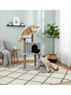 Kratzbaum "Arden" in Grau - (B)50 x (H)125 x (T)35 cm