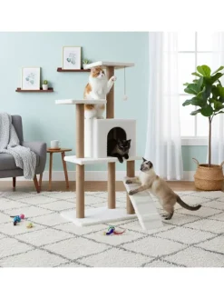 Kratzbaum "Arden" in Weiß - (B)50 x (H)125 x (T)35 cm