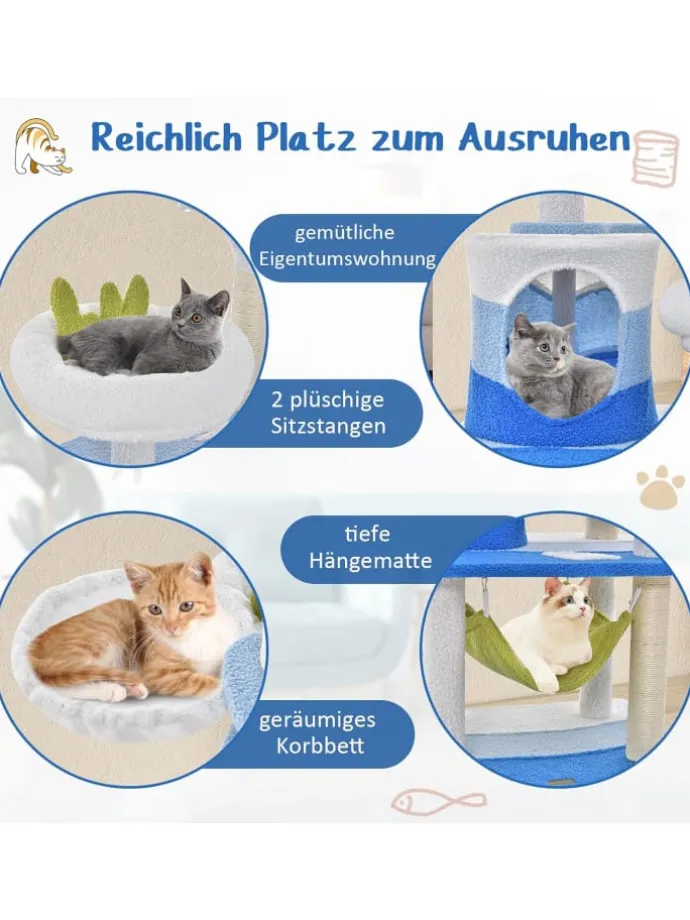 Kratzbaum 165cm in Blau