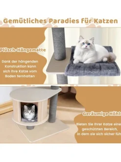 Kratzbaum deckenhoch mit Höhle 236-271 cm in Grau