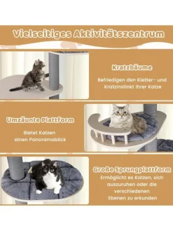 Kratzbaum deckenhoch mit Höhle 236-271 cm in Grau