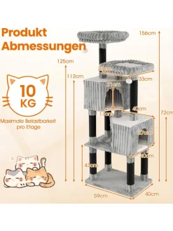 Kratzbaum Groß 156 cm in Grau