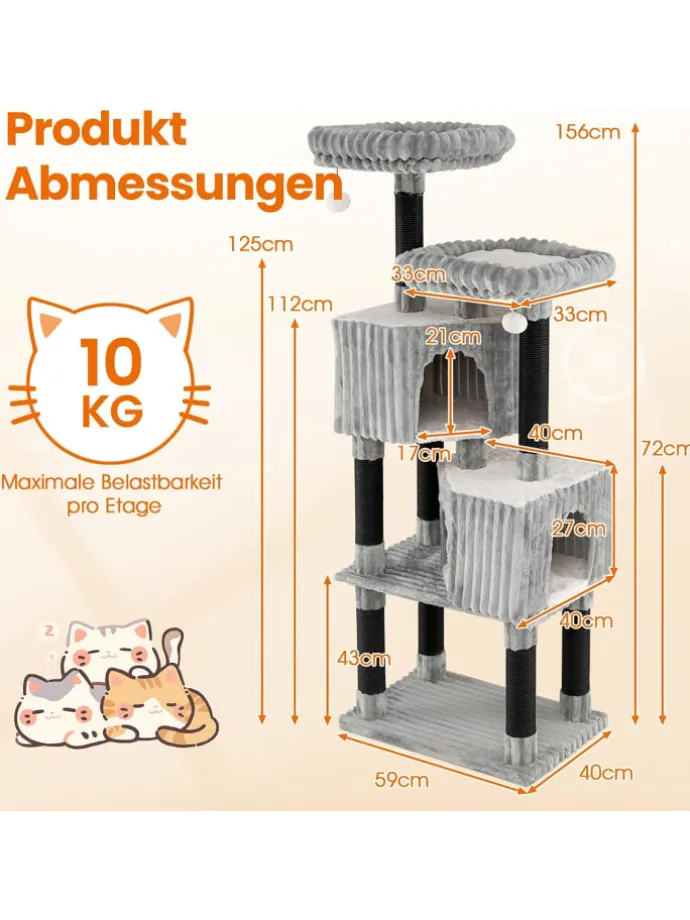 Kratzbaum Groß 156 cm in Grau