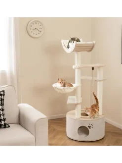 Kratzbaum Holz 141 cm in Beige