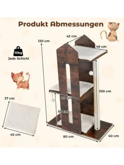 Kratzbaum Holz 120 cm in Braun