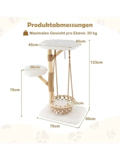 Kratzbaum Holz in Hellbraun