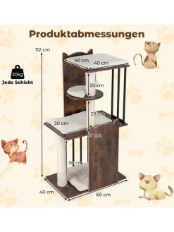 Kratzbaum Holz Metall 112 cm in Braun