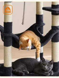 Kratzbaum in Dunkelgrau/ Creme - (B)55 x (H)143 x (T)45 cm