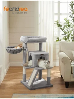 Kratzbaum in Hellgrau - (B)48 x (H)96 x (T)48 cm