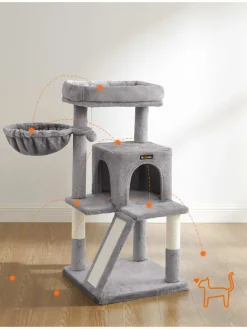 Kratzbaum in Hellgrau - (B)48 x (H)96 x (T)48 cm