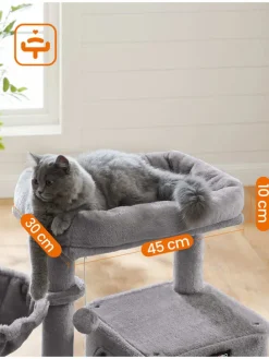 Kratzbaum in Hellgrau - (B)48 x (H)96 x (T)48 cm