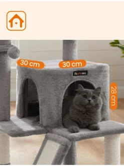 Kratzbaum in Hellgrau - (B)48 x (H)96 x (T)48 cm