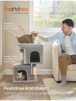 Kratzbaum in Hellgrau - (B)54 x (H)67 x (T)34 cm