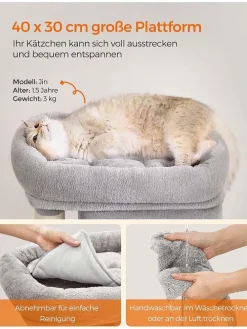 Kratzbaum in Hellgrau - (B)54 x (H)67 x (T)34 cm