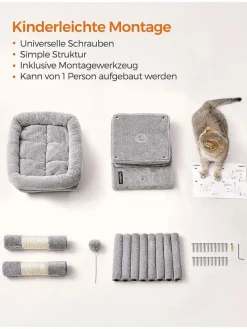 Kratzbaum in Hellgrau - (B)54 x (H)67 x (T)34 cm