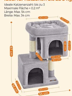 Kratzbaum in Hellgrau - (B)54 x (H)67 x (T)34 cm
