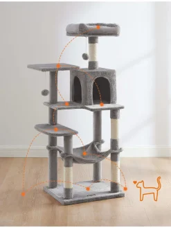 Kratzbaum in Hellgrau/ Creme - (B)55 x (H)143 x (T)45 cm