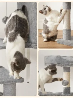 Kratzbaum in Hellgrau/ Creme - (B)55 x (H)143 x (T)45 cm