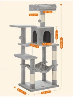 Kratzbaum in Hellgrau/ Creme - (B)55 x (H)143 x (T)45 cm
