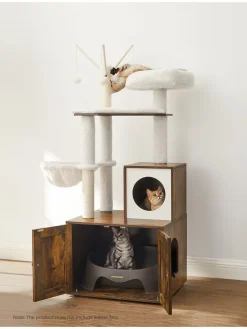 Kratzbaum in Weiß/ Braun - (B)58 x (H)140 x (T)50 cm